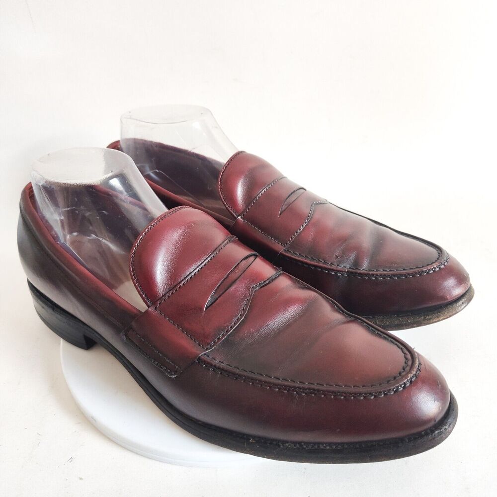 Allen Edmonds Barton‎ Burgundy Leather Penny Loafers Mens 9 B Classic USA Made
